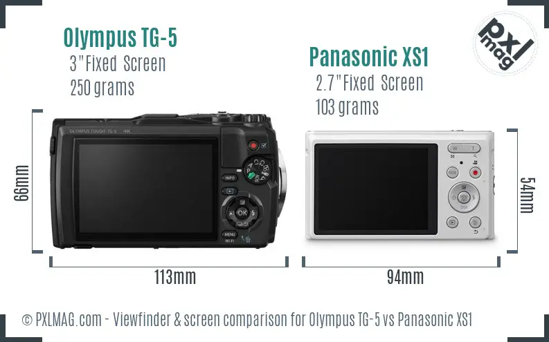 Olympus TG-5 vs Panasonic XS1 Screen and Viewfinder comparison