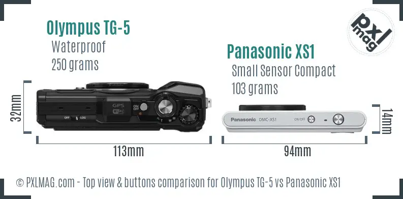 Olympus TG-5 vs Panasonic XS1 top view buttons comparison