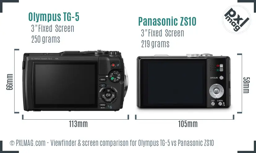 Olympus TG-5 vs Panasonic ZS10 Screen and Viewfinder comparison