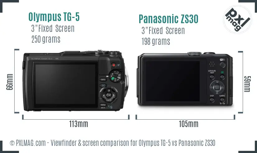 Olympus TG-5 vs Panasonic ZS30 Screen and Viewfinder comparison Olympus TG-5 vs Panasonic ZS30 Screen and Viewfinder comparison