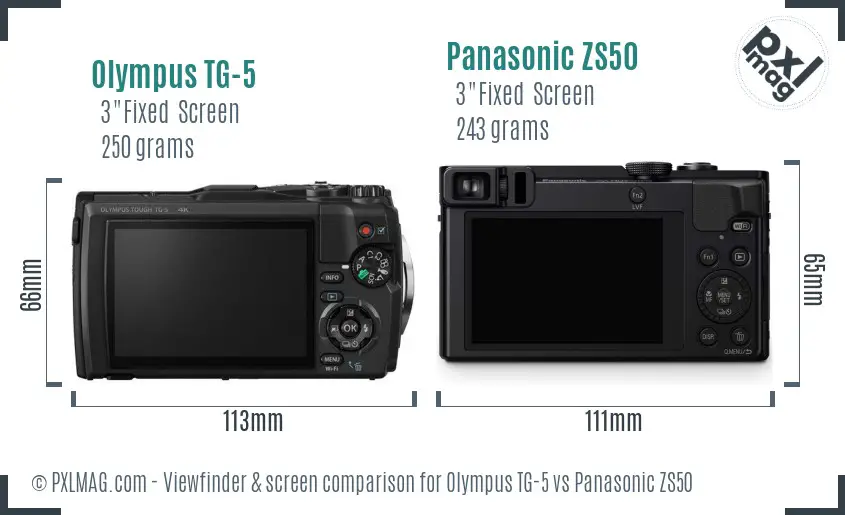 Olympus TG-5 vs Panasonic ZS50 Screen and Viewfinder comparison