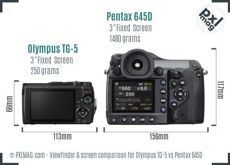 Olympus TG-5 vs Pentax 645D Screen and Viewfinder comparison