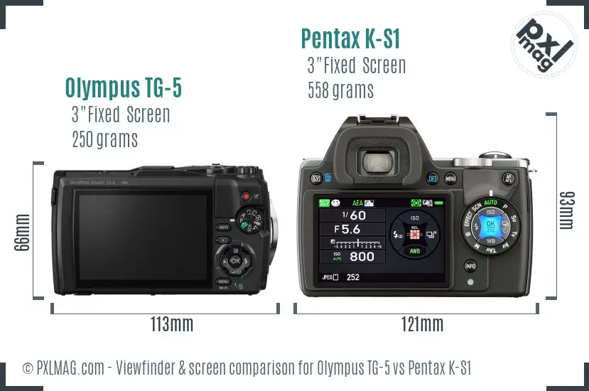 Olympus TG-5 vs Pentax K-S1 Screen and Viewfinder comparison Olympus TG-5 vs Pentax K-S1 Screen and Viewfinder comparison