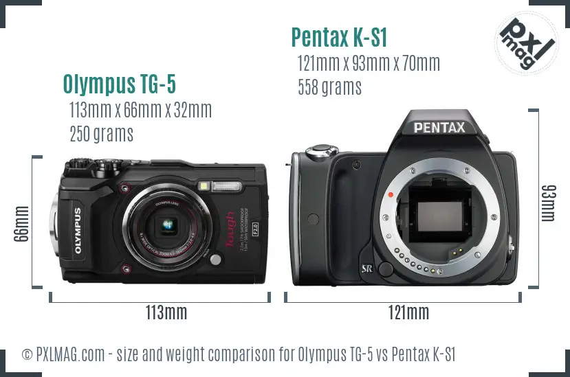 Olympus TG-5 vs Pentax K-S1 size comparison Olympus TG-5 vs Pentax K-S1 size comparison