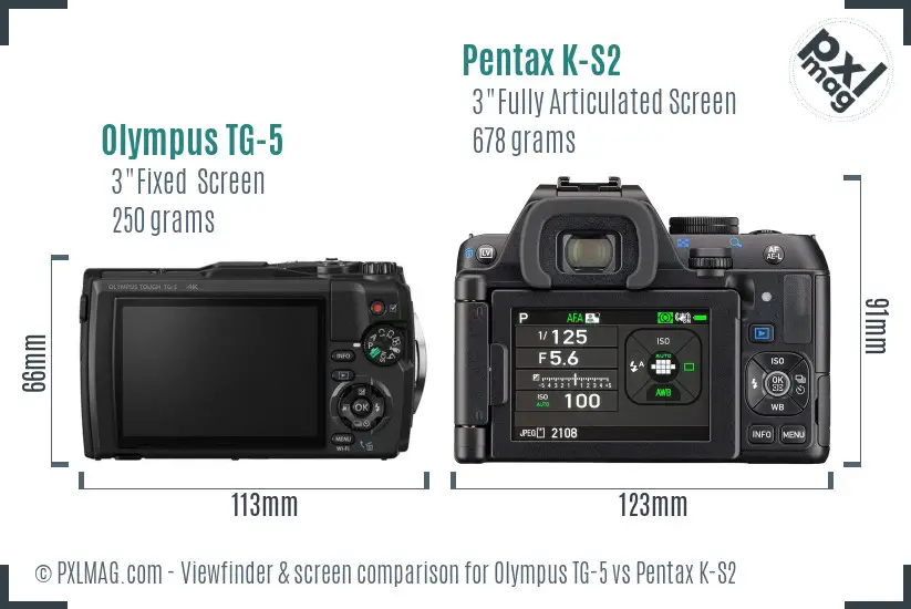 Olympus TG-5 vs Pentax K-S2 Screen and Viewfinder comparison Olympus TG-5 vs Pentax K-S2 Screen and Viewfinder comparison