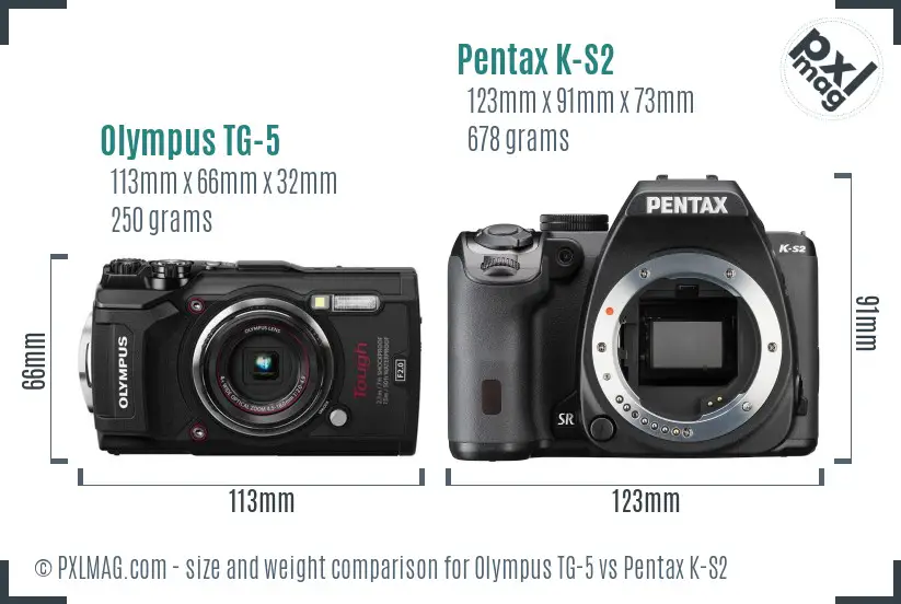 Olympus TG-5 vs Pentax K-S2 size comparison Olympus TG-5 vs Pentax K-S2 size comparison