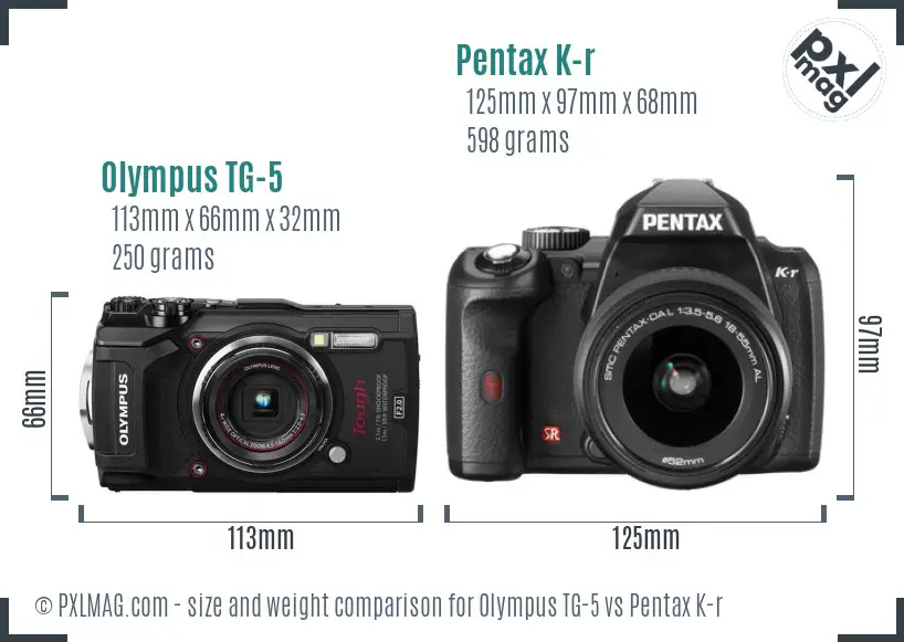 Olympus TG-5 vs Pentax K-r size comparison Olympus TG-5 vs Pentax K-r size comparison