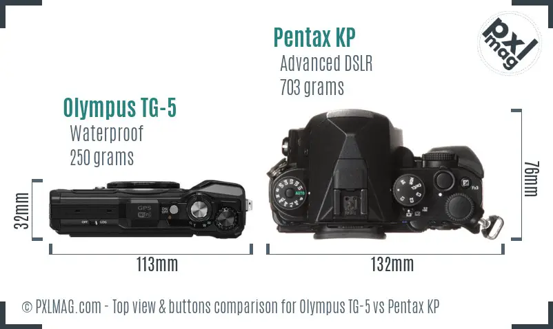 Olympus TG-5 vs Pentax KP top view buttons comparison