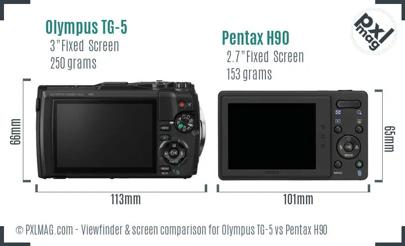 Olympus TG-5 vs Pentax H90 Screen and Viewfinder comparison