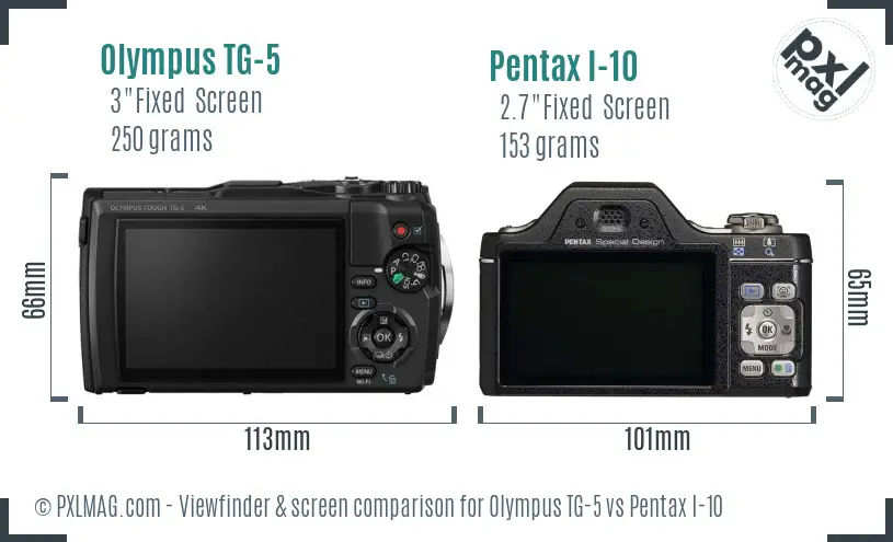 Olympus TG-5 vs Pentax I-10 Screen and Viewfinder comparison