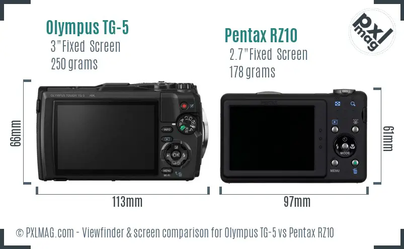 Olympus TG-5 vs Pentax RZ10 Screen and Viewfinder comparison Olympus TG-5 vs Pentax RZ10 Screen and Viewfinder comparison