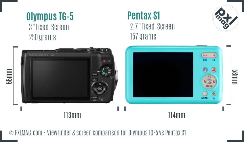 Olympus TG-5 vs Pentax S1 Screen and Viewfinder comparison
