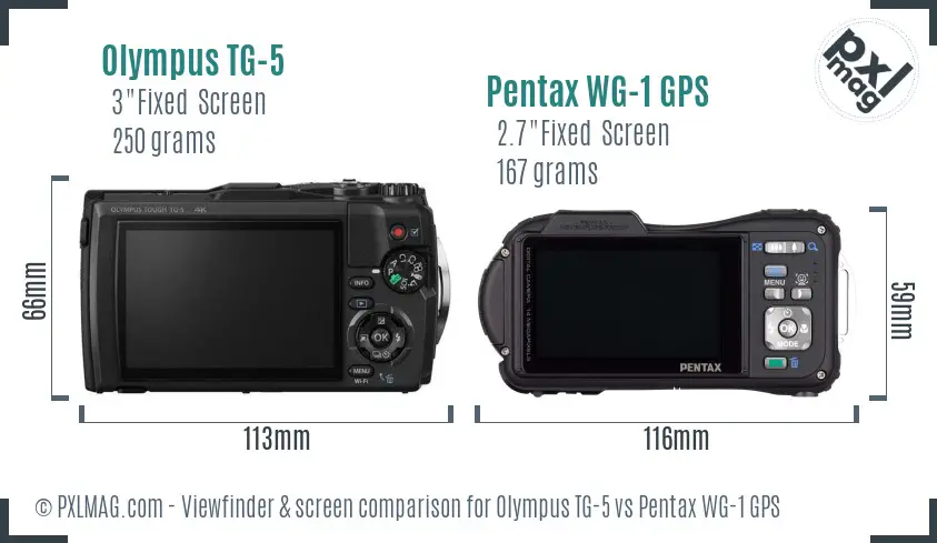 Olympus TG-5 vs Pentax WG-1 GPS Screen and Viewfinder comparison