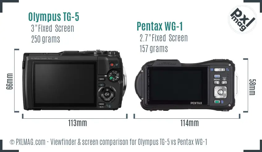 Olympus TG-5 vs Pentax WG-1 Screen and Viewfinder comparison