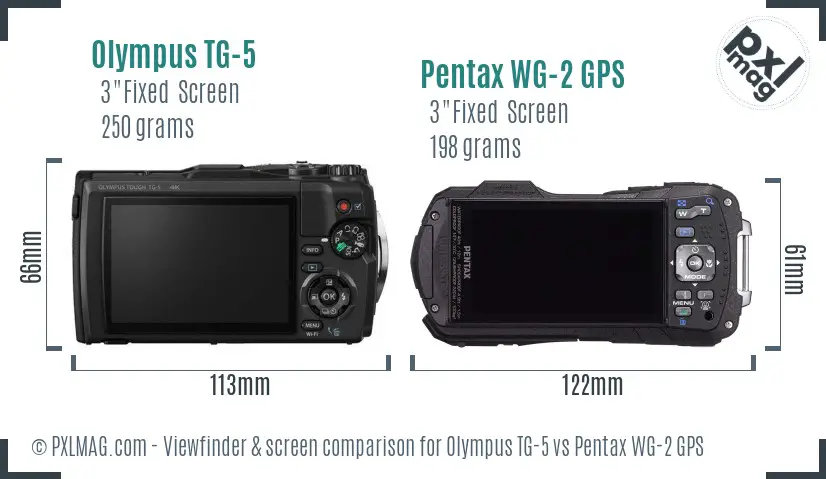 Olympus TG-5 vs Pentax WG-2 GPS Screen and Viewfinder comparison