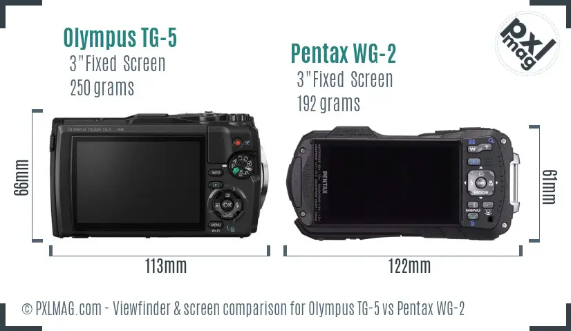 Olympus TG-5 vs Pentax WG-2 Screen and Viewfinder comparison