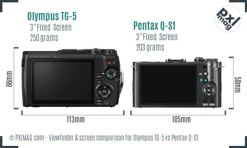 Olympus TG-5 vs Pentax Q-S1 Screen and Viewfinder comparison