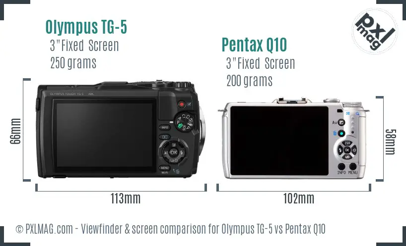 Olympus TG-5 vs Pentax Q10 Screen and Viewfinder comparison
