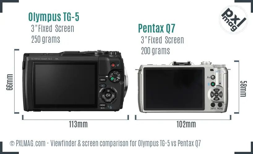 Olympus TG-5 vs Pentax Q7 Screen and Viewfinder comparison