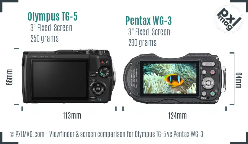 Olympus TG-5 vs Pentax WG-3 Screen and Viewfinder comparison