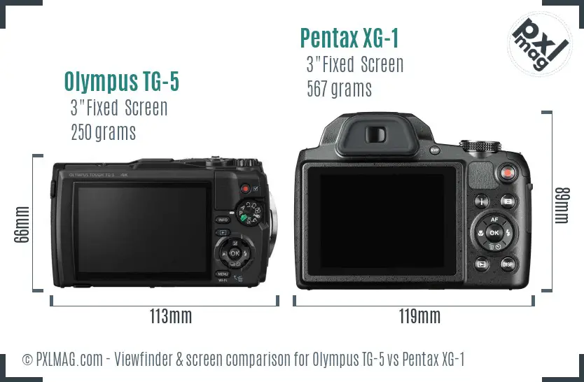 Olympus TG-5 vs Pentax XG-1 Screen and Viewfinder comparison