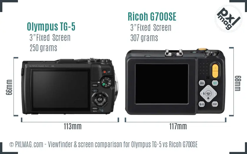 Olympus TG-5 vs Ricoh G700SE Screen and Viewfinder comparison