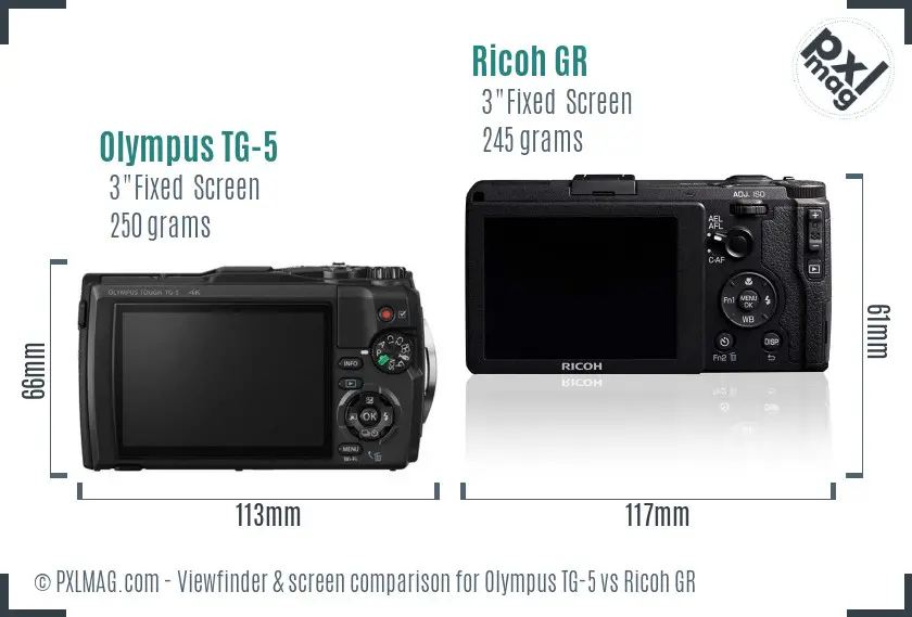 Olympus TG-5 vs Ricoh GR Screen and Viewfinder comparison Olympus TG-5 vs Ricoh GR Screen and Viewfinder comparison