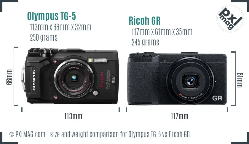 Olympus TG-5 vs Ricoh GR size comparison Olympus TG-5 vs Ricoh GR size comparison