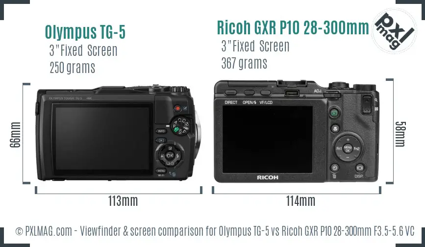Olympus TG-5 vs Ricoh GXR P10 28-300mm F3.5-5.6 VC Screen and Viewfinder comparison Olympus TG-5 vs Ricoh GXR P10 28-300mm F3.5-5.6 VC Screen and Viewfinder comparison