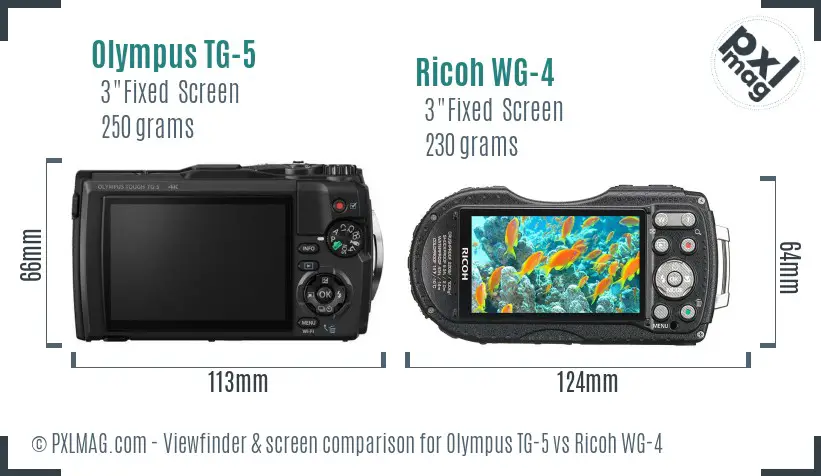 Olympus TG-5 vs Ricoh WG-4 Screen and Viewfinder comparison