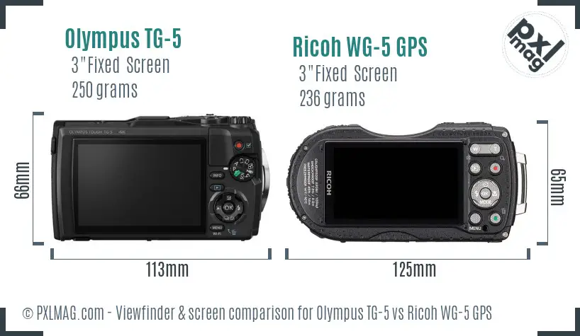 Olympus TG-5 vs Ricoh WG-5 GPS Screen and Viewfinder comparison