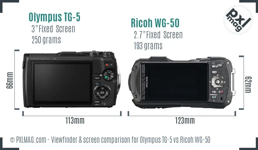 Olympus TG-5 vs Ricoh WG-50 Screen and Viewfinder comparison