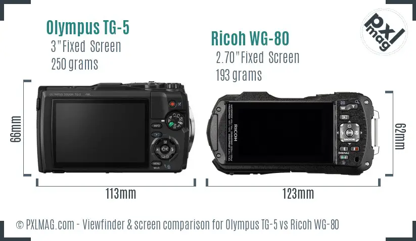 Olympus TG-5 vs Ricoh WG-80 Screen and Viewfinder comparison