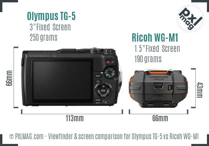 Olympus TG-5 vs Ricoh WG-M1 Screen and Viewfinder comparison