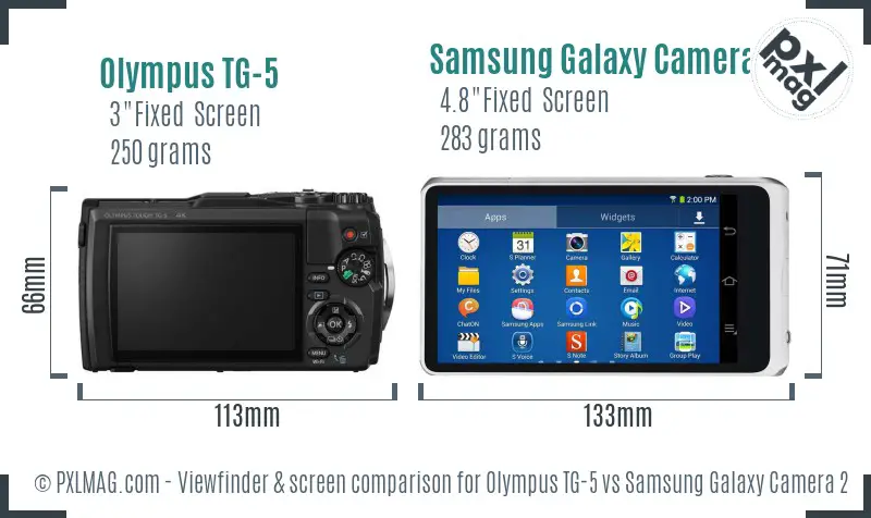 Olympus TG-5 vs Samsung Galaxy Camera 2 Screen and Viewfinder comparison