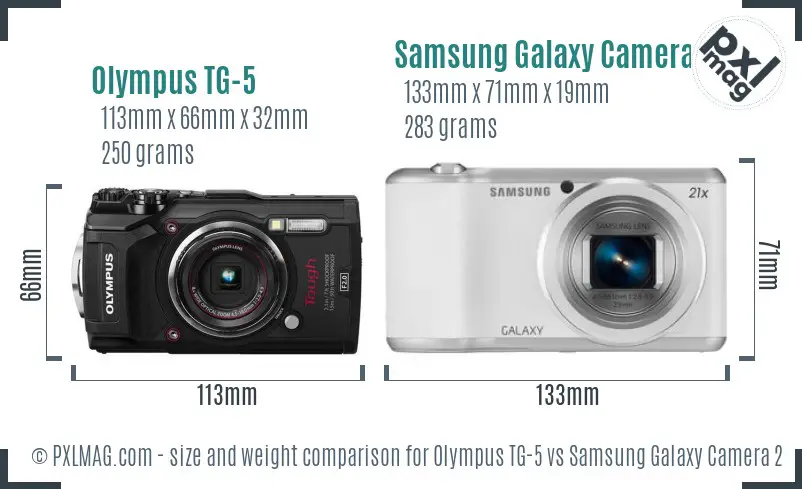 Olympus TG-5 vs Samsung Galaxy Camera 2 size comparison