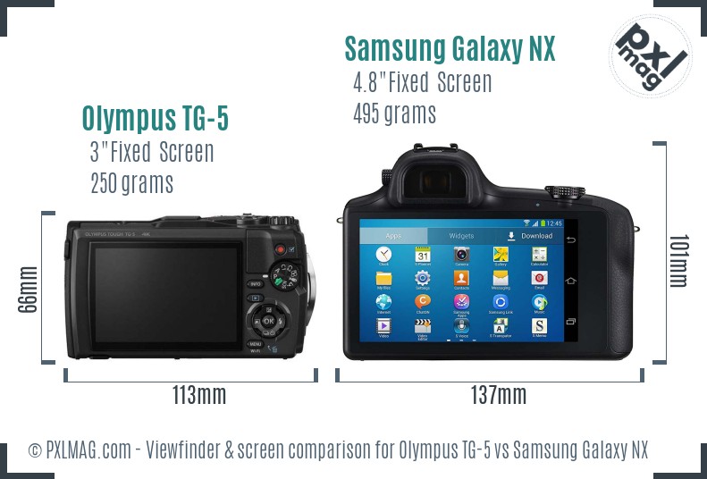 Olympus TG-5 vs Samsung Galaxy NX Screen and Viewfinder comparison