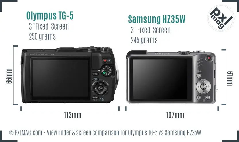Olympus TG-5 vs Samsung HZ35W Screen and Viewfinder comparison