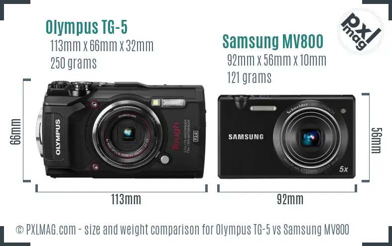Olympus TG-5 vs Samsung MV800 size comparison Olympus TG-5 vs Samsung MV800 size comparison