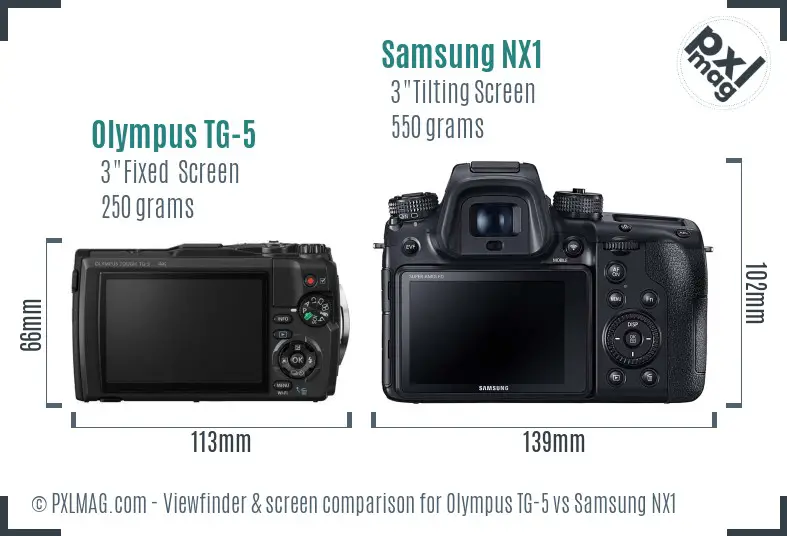 Olympus TG-5 vs Samsung NX1 Screen and Viewfinder comparison