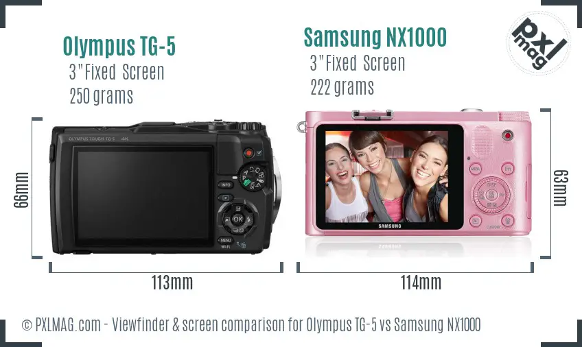 Olympus TG-5 vs Samsung NX1000 Screen and Viewfinder comparison