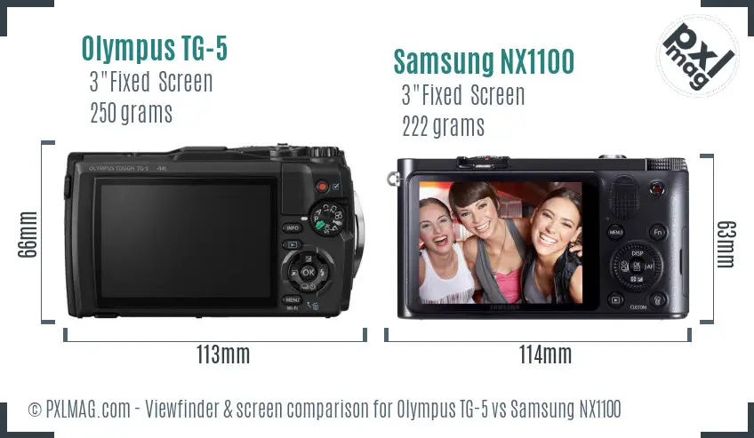 Olympus TG-5 vs Samsung NX1100 Screen and Viewfinder comparison