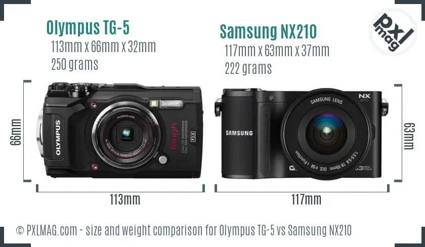 Olympus TG-5 vs Samsung NX210 size comparison Olympus TG-5 vs Samsung NX210 size comparison