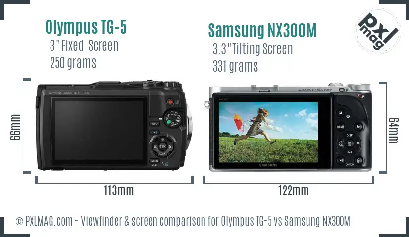 Olympus TG-5 vs Samsung NX300M Screen and Viewfinder comparison