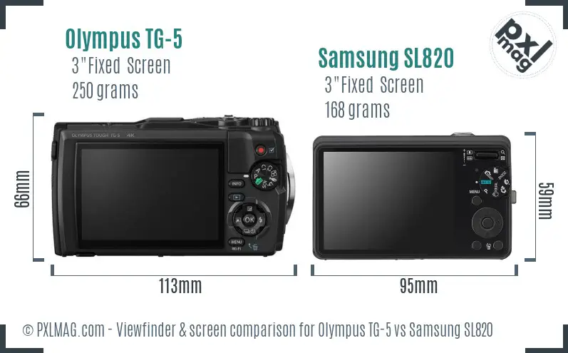 Olympus TG-5 vs Samsung SL820 Screen and Viewfinder comparison