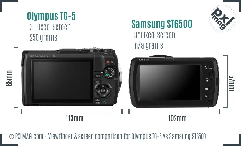 Olympus TG-5 vs Samsung ST6500 Screen and Viewfinder comparison
