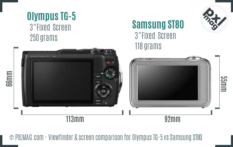 Olympus TG-5 vs Samsung ST80 Screen and Viewfinder comparison Olympus TG-5 vs Samsung ST80 Screen and Viewfinder comparison