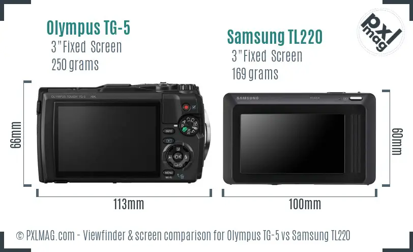 Olympus TG-5 vs Samsung TL220 Screen and Viewfinder comparison