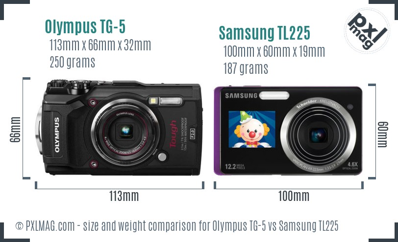 Olympus TG-5 vs Samsung TL225 size comparison Olympus TG-5 vs Samsung TL225 size comparison