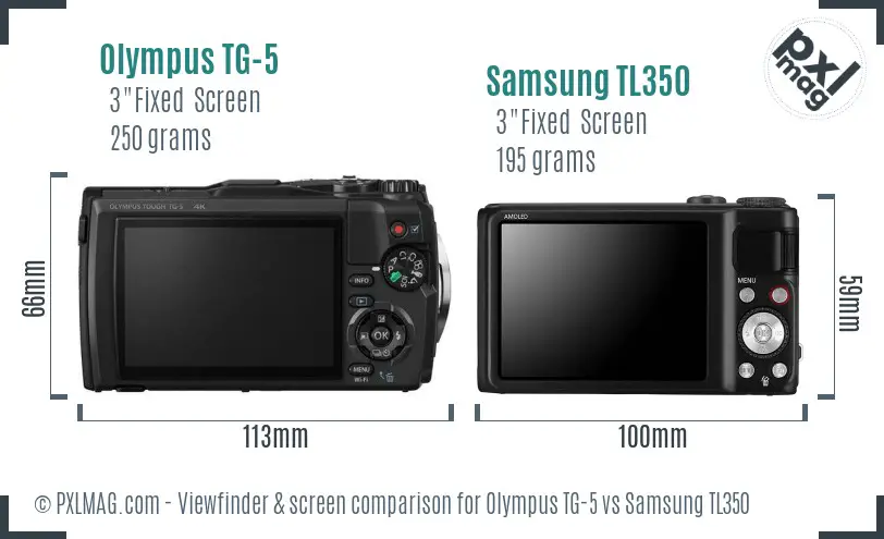 Olympus TG-5 vs Samsung TL350 Screen and Viewfinder comparison